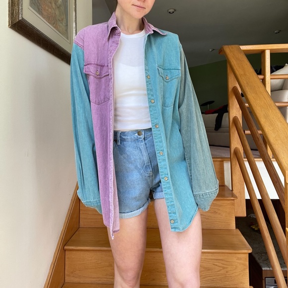 Colorblocked button down - Picture 2 of 3